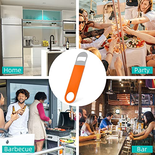 Fwyh 20 Pack Bottle Opener, Beer Bottle Opener With Rubber Grip For Bartender, Flat Stainless Steel Vinyl Speed Openers 7 Inches Large Beer Openers Bulk For Kitchen Bar Party Camping, Orange #TOP4