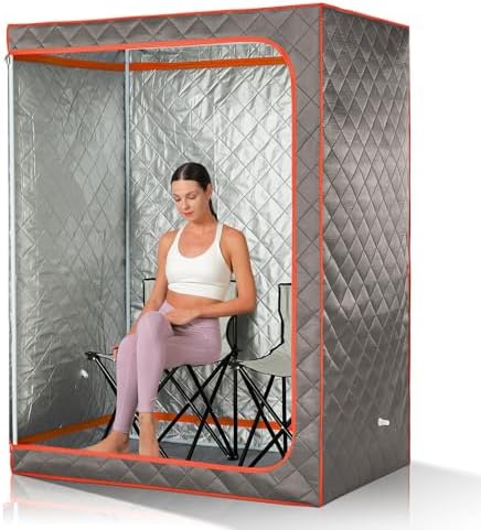 TaTalife Portable Steam Sauna, 2 Person Sauna Tent, Full Size Double Sauna, 1 or 2 Person Foldable Home Sauna, Full Body Sauna, Includes 2 Portable Sauna Chairs