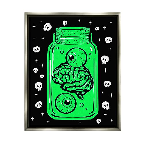 Image of Stupell Industries 'Spooky Specimen Jar'| Floating Frame Canvas Art | Stupell Industries | Gray, 17 x 21 Inches, Easy to Hang and Sturdy, Made in USA, by Ziwei Li