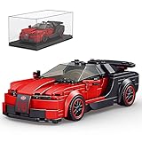 Mould King Bugatti Veyron Toy Car Building Sets with Acrylic Display Case, Collectible Model Car Toys Building Blocks 27027, Cool Simulation Cockpit Speed Racing Cars for Adults Kids 8+ (370 Pieces)