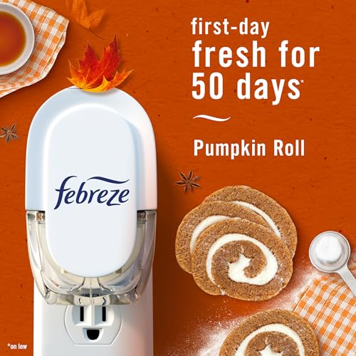 Image of Febreze Plug In Air Freshener, Odor-Fighting Scented Oil Refill, Pumpkin Roll Scent, 4 Refill