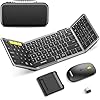 Samsers – Teclado y mouse plegables, combo de teclado Bluetooth plegable, 2.4G + BT5.0 x 2, teclado portátil de viaje de tamaño completo y mouse inalámbrico recargable USB-C para Windows, Android, iOS