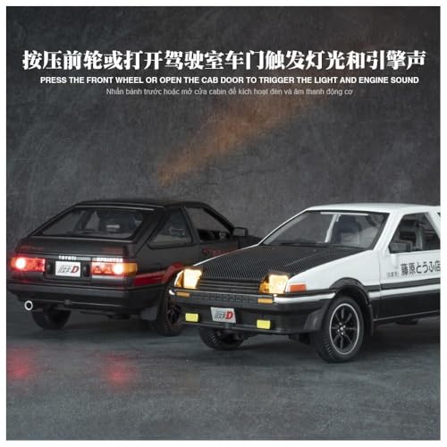 Image of Exclusive Alloy Metal Pull Back Die-Cast Car Diecast Metal Pullback Toy Car with Openable 6 Doors,Light Music Boys Gifts Toys (1:24 AE86-White Color)