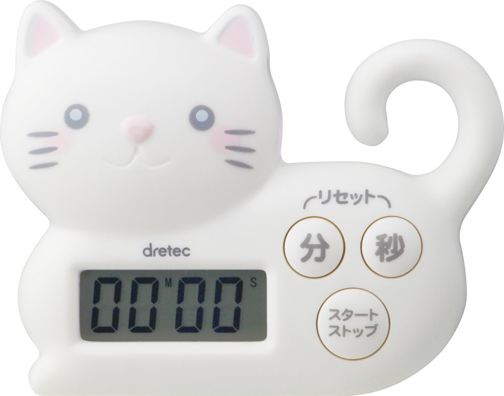 Amazon｜ドリテック ねこタイマー ホワイト T-568WT｜キッチンタイマー