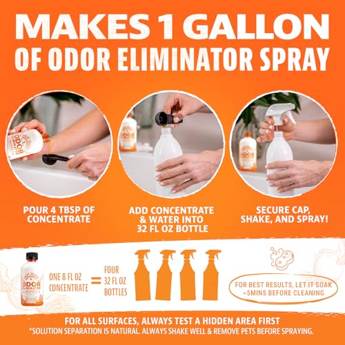 Image of Angry Orange Pet Odor Eliminator Concentrate for Cat Urine and Smells - Fresh Scent - 8 oz (Makes 128 oz of Cleaner)