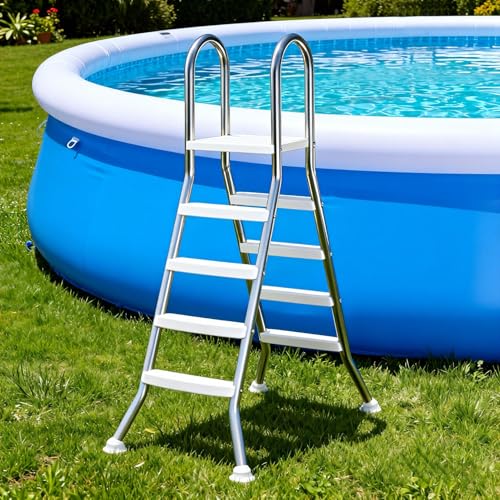Escalera para piscina elevada acero inoxidable 4 pasos miniatura 1