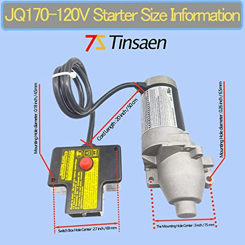 Tinsaen 951-10645 Electric Starter Motor Jq170 Replacement 751-10645 For Troy-Bilt Mtd Cub Cadet Craftsman 951-10645A 751-10645A Snowblower Snow Thrower,17T 120V 208Cc #TOP2