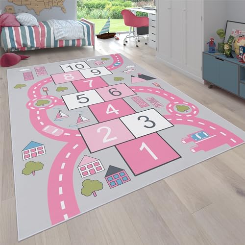 Paco Home Teppich Kinderzimmer Kinderteppich Spielteppich Straßen Design Mit Hüpfkästchenspiel...