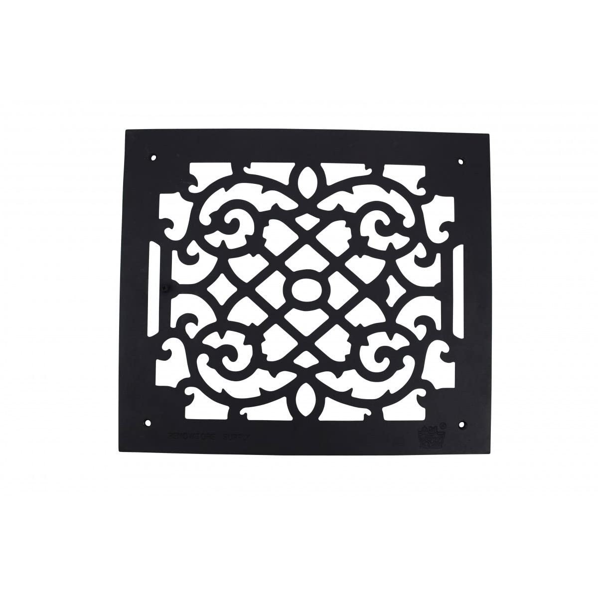 Photo 1 of Renovators Supply Manufacturing Fits 12" x 14" Opening Victorian Air Grille - Heavy-Duty Cast Aluminum Walkable Floor & Wall Vent Cover with Underside Lip for Secure Fit, Black