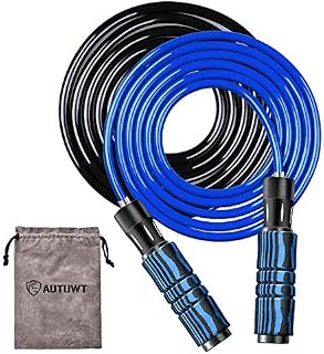 Weighted Skipping Rope Set [6MM Rope & Plus 9MM Rope],Adjustable Jump Rope,Foam Wraps Around Aluminum Handles,For Cardio, Boxing and MMA , Endurance Training, Fitness Workouts, Jumping Exercise