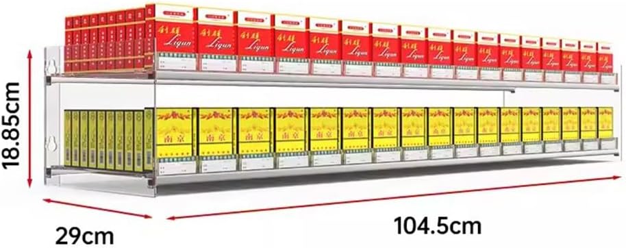 Cigarettes Organiser Holder, Auto Cigarette Pusher Cigarette Display Holder, Cigarette Case Wall Rack, Supermarket Counter Shelves (Color : Clear, Size : 104.5x29x18.85cm)