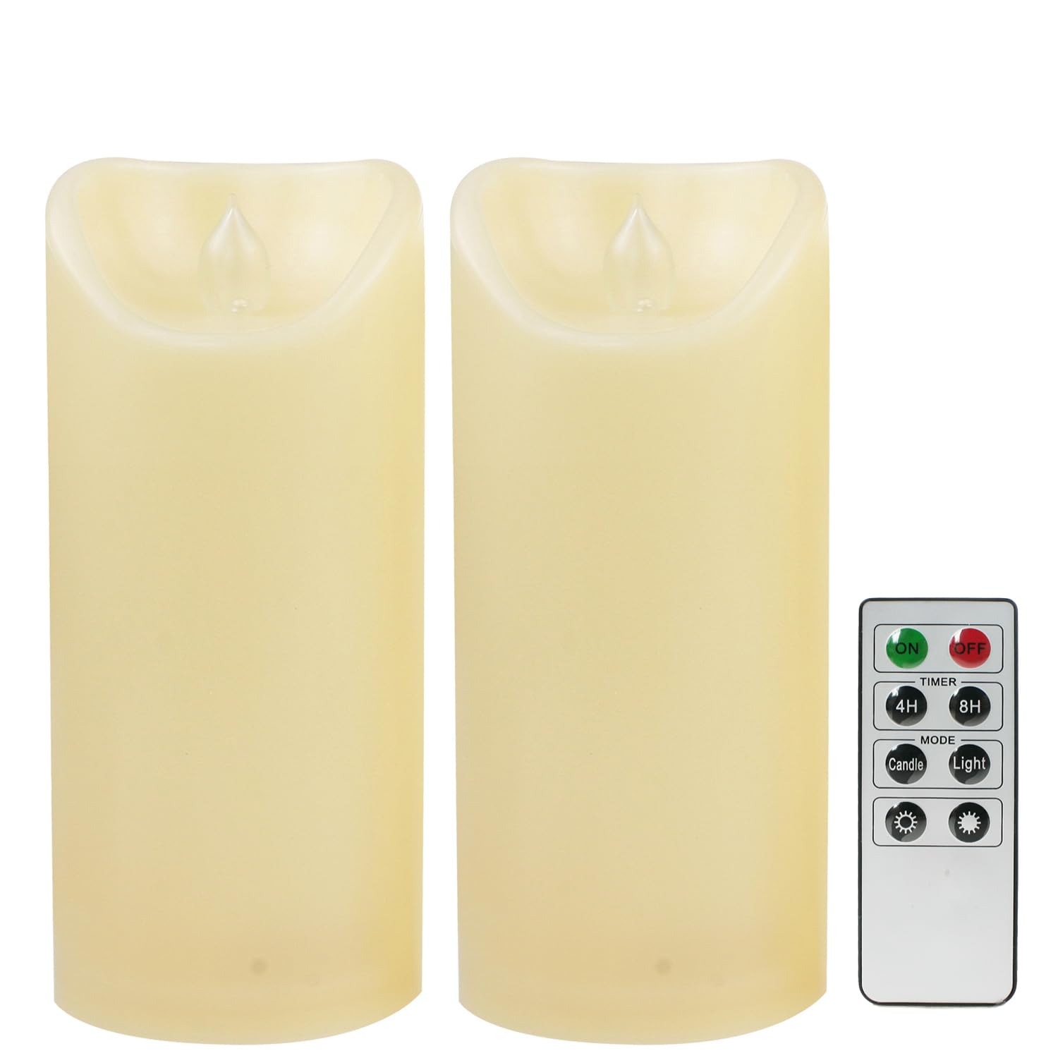 CANDLE CHOICE Outdoor Battery Operated Flameless Candles with Remote Timer Waterproof Flickering Plastic Electric LED Pillar Lights for Lantern Patio Garden Wedding Party Decorations 3x7 Inches 2 Pack