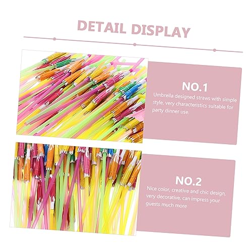 100 pitillos desechables con diseño de sombrilla coloridos miniatura 7