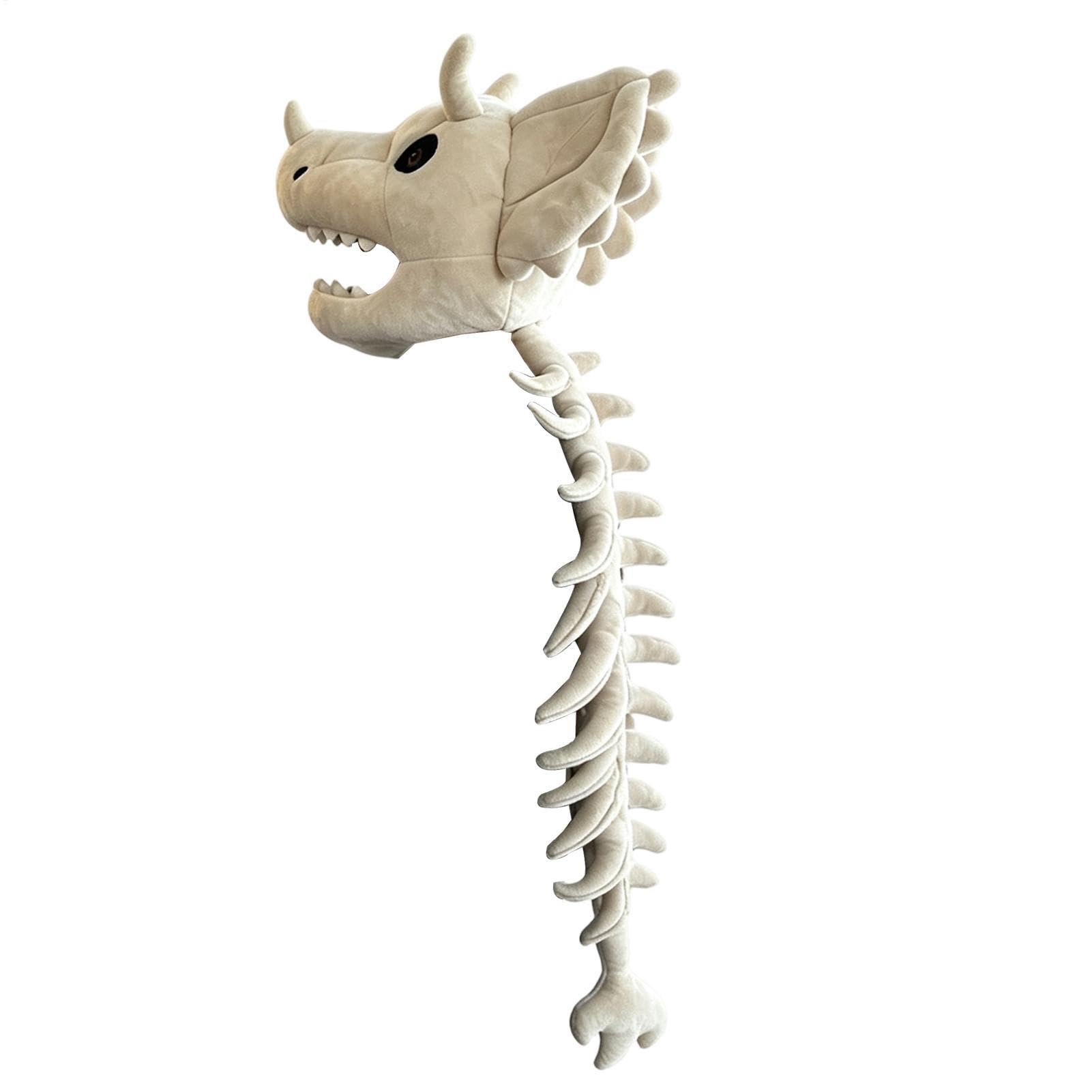 Kostium szkieletu dinozaura, przenośny, na Halloween, pluszowy strój 3D, z czaszką | Strój zwierzęcy dla dziewcząt na scenę, bal karnawałowy, maskaradę, do noszenia na co dzień i na imprezę