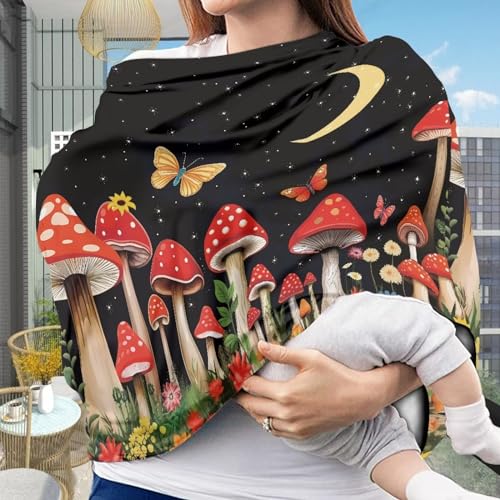 Image of Mushroom Moon Car Seat Covers Dust Cover Baby Wind-Protected Soft Infant Stroller Cover Breathable Breastfeeding Shawl Multi-Use Car Seat Canopy Cover