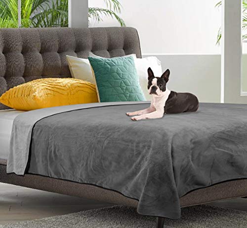 100% Leak Proof, Waterproof, Totally Pee Proof, EZ-Wash, Durable, 3 Layer Blanket (60"x50" Slate Grey/Cool Grey) Adults, Pets, Dogs, Cats, Cozy Soft
