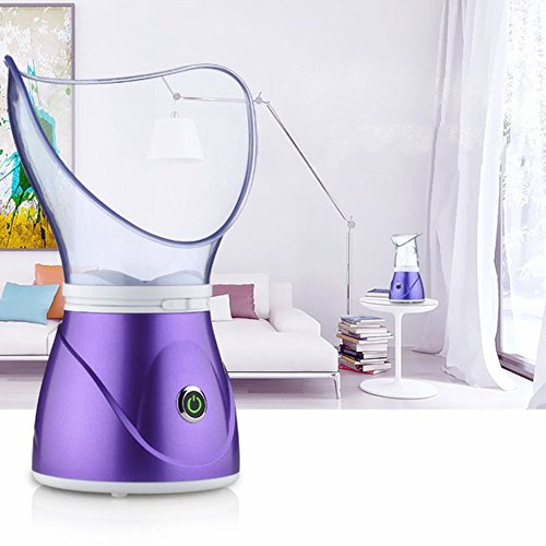 Facial Steamer - Hann Professional Sinus Steam Inhaler for Home Facial Warm Mist Humidifier Steamer, Bonus Stainless Steel Skin Kit and Cotton Towel (Purple)