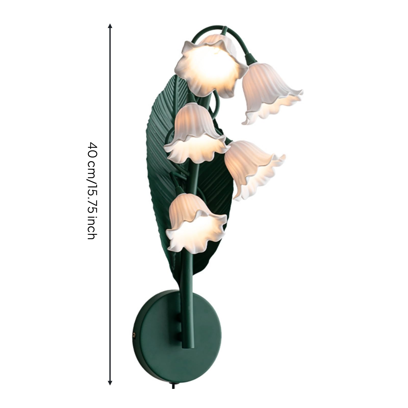 Gralara Aplique de Pared Lámpara de Pared Luz de Pared Lámpara Decorativa Estructura Fijación Mural USB de Fácil Colocación Luz, Transparente, Campanilla De Cristal Transparente