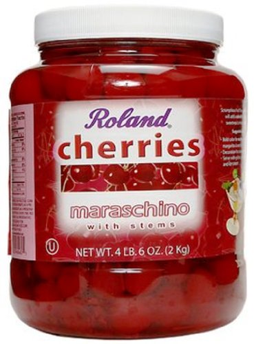 Roland Maraschino Cherries W/Stems, 4-Pounds