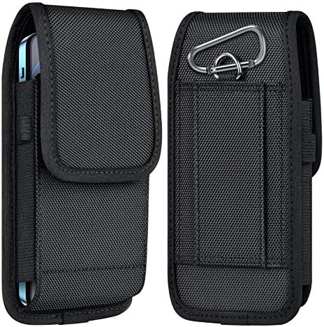 ykooe Cell Phone Pouch Nylon Holster Case with Belt Clip Cover Compatible with iPhone 14 12, 12 Pro, 11, 11 Pro, 13, 13 Pro, XR X 6 7 8 Plus Samsung Galaxy S20 S21 FE S10+ S9 A01 LG Google - Large