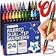 ARTISTRO 24 Doppelseitige Textilmarker - Stoffdekorationsset - Permanent für Kleidung - Kein Auslaufen für T-Shirts, Taschen, Textilien, Leinwand und mehr (Pinselspitze und Feine Spitze)