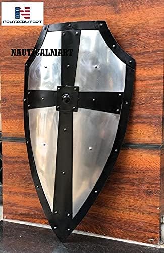 Miniatura 4 de NauticalMart Escudo de cruz de acero gótico forjado a mano, armadura de batalla medieval