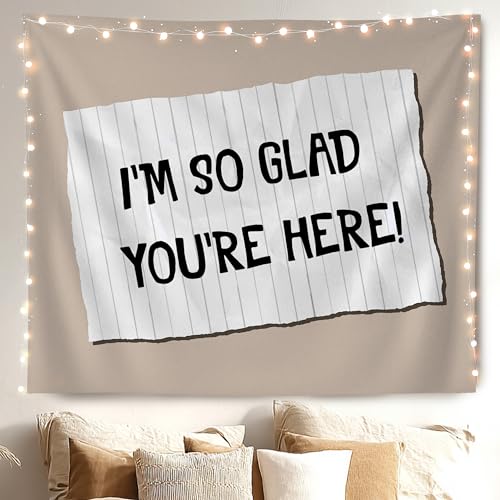 MKYFHSVGD Inspirational Classroom Tapestry Wall Hanging, I'm So Glad You're Here Positive Quote Wall Tapestry for School Classroom Kids Room Nursery Playroom Decorations, 50x60 Inch
