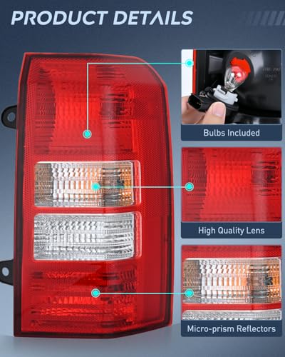 Image of Nilight Taillight Assembly Compatible with 2008-2017 Jeep Patriot | Tail Light OE Style Rear Lamp Replacement Driver and Passenger Side w /Bulbs
