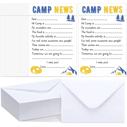 Janlaugh 80 Pcs Camp Stationery Set 40 Fill in the Papers 40 Matching Envelopes Camp Stationery...