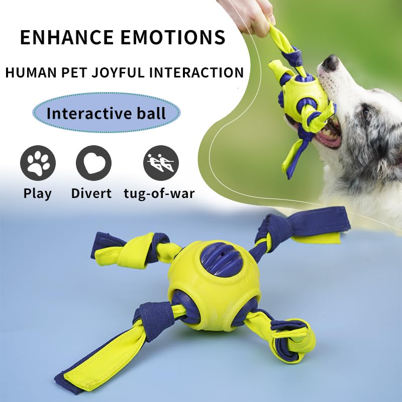 Dog Toys Ball with Straps, Interactive Dog Toys for Tug of War, Puppy Birthday Gifts, Dog Tug Toy, Dog Water Toy, Durable Dog Toys Balls for Medium Dogs. - Image 3