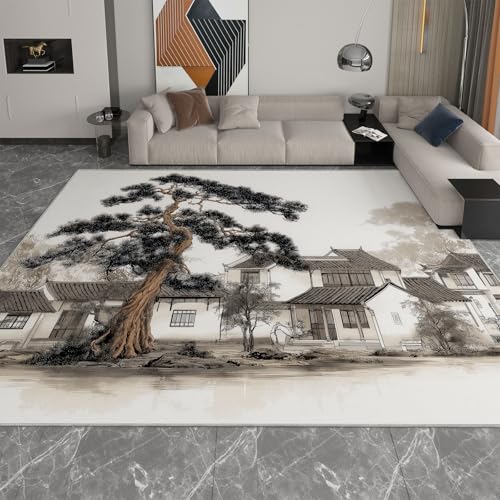 Tapis salon architecture chinoise 160x230 cm lavable et antidérapant - 3