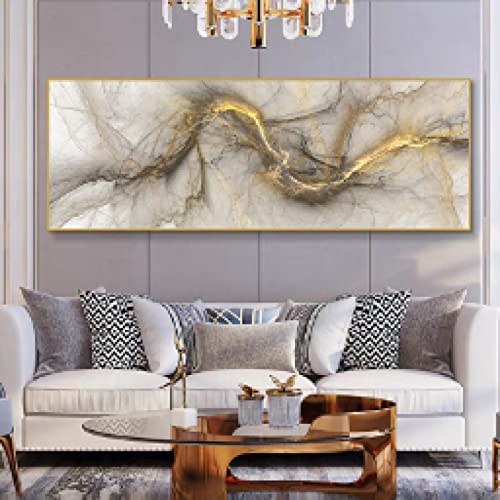 Impression sur toile abstrait gris doré nuage d'art moderne pour grand salon