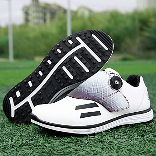 Shhyy-Zapatos-de-Golf-para-HombresLigeros-Impermeables-Men-Golf-Shoe-Calzado-de-Golf-Antideslizantes-Transpirables-para-cancha-de-Entrenamiento-de-Golf-para-Exteriores-e-Interiores-Blanco42