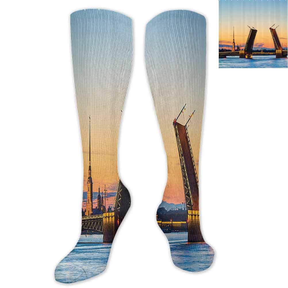 colorful knee Tokyo Skyline with Tokyo Tower and Rainbow Bridge Tokyo Japan Night Scenery View Skateboard Socks