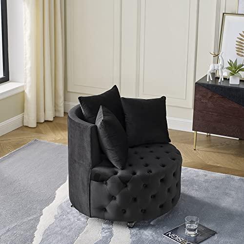 Sillón Plegable Terciopelo Negro miniatura 1