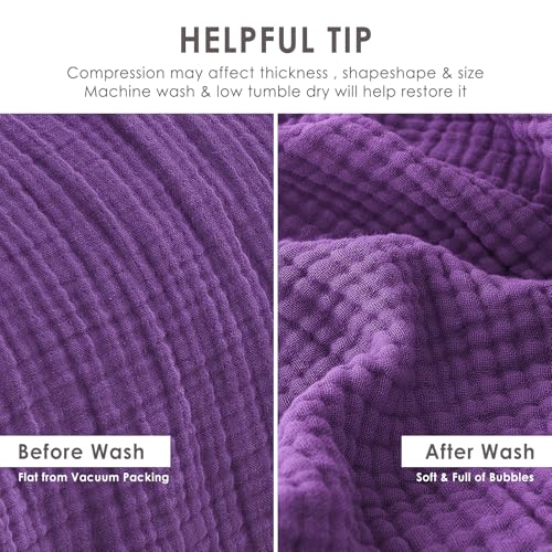 Image of EMME Muslin Blankets for Adults Throw Blanket for Couch Breathable Gauze Soft Lightweight Airy Purple Twin 60 inch x 80 inch