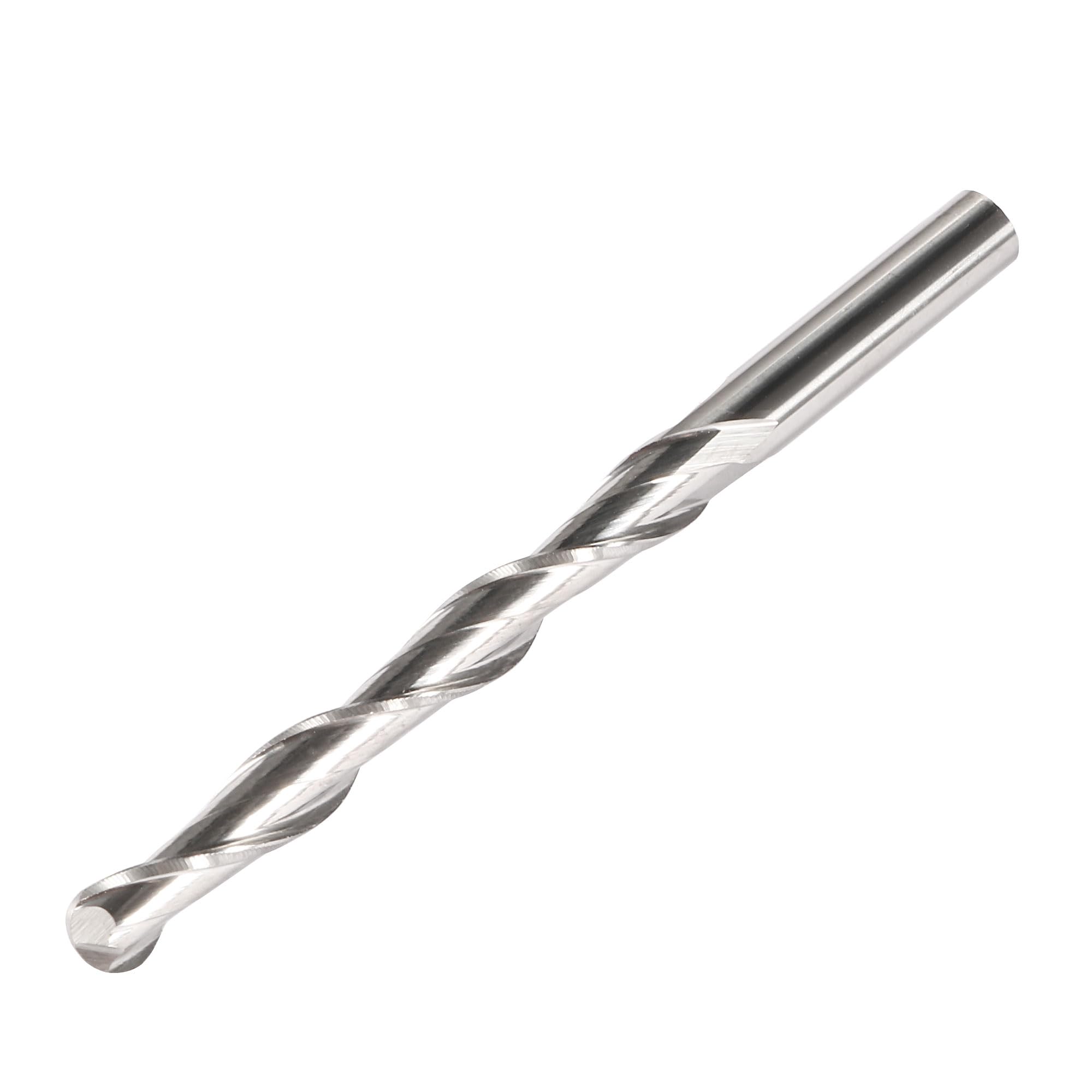 sourcing map Lot de 2 fraises à bout sphérique 6 mm de diamètre 52 mm Longueur de coupe 6 mm Tige en acier rapide 2 cannelures en spirale Upcut CNC fraises à défoncer