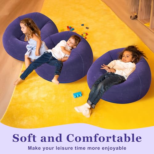 Image of Realspring Inflatable Bean Bag Chairs Outdoor Blow up Camping Chairs Inflatable Lazy Sofa Folding Portable Bean Bag Loungers Couch for Movie Night(Blue,4 Pcs)