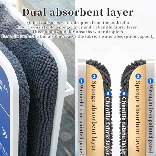 Séchoir parapluie avec roulettes, bac à eau amovible et récupérateur d'égouttement pour un séchage rapide et une utilisation efficace à la maison