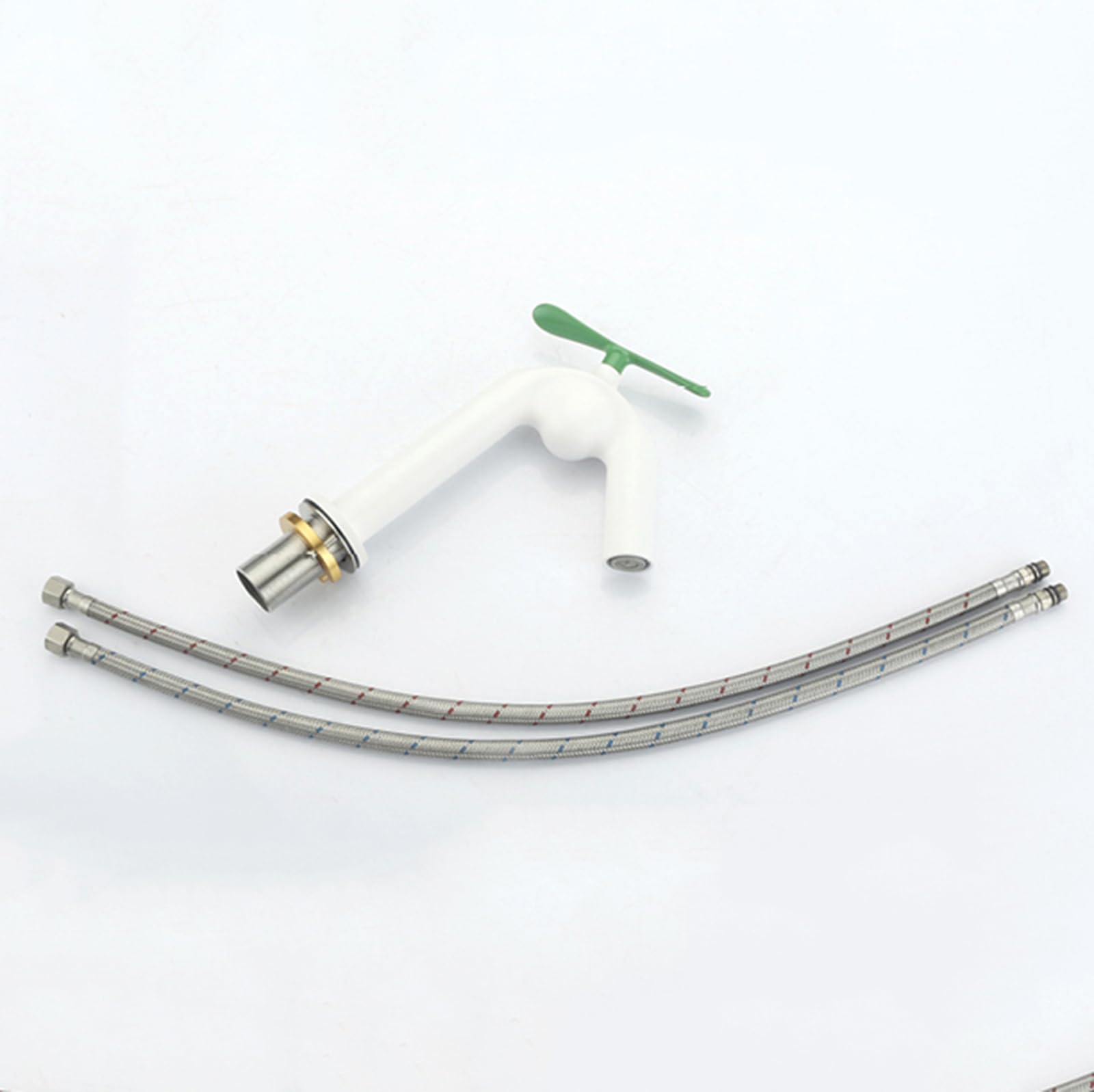 Grifo de Lavabo de Baño de Latón Blanco con 2 Funciones (Agua Fría Y Caliente) Y Un Orificio