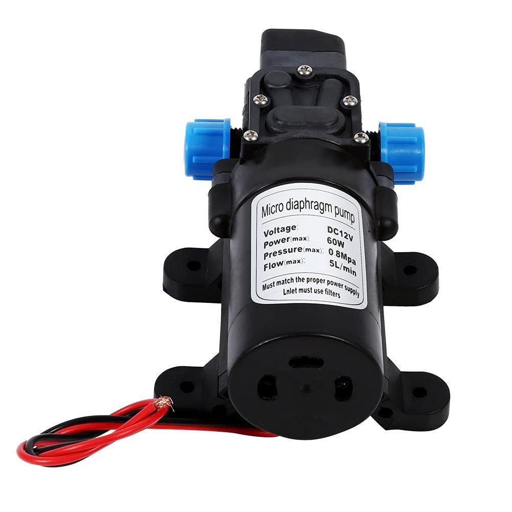 Pompa dell'acqua 60 W, pompa ad acqua a pressione 12 V, pompa a membrana automatica ad alta pressione 5L/min, 9,9 x 16,7 cm