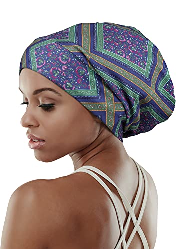 Image of Satin Lined Sleep Slouchy Cap Curly Girl Slap Headwear Gifts For Frizzy Hair Women