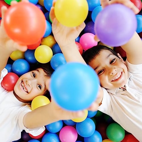 YUFUL Ball Pit Balls 100pcs for Kids, Plastic Balls for Ball Pit, 2.2-Inch Crush Proof Play Balls BPA Free Non-Toxic, 7 Kinds of Bright Color Ocean Balls Include a Reusable Net Bag (Rainbow) - Thumbnail 3