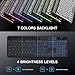 Soueto Wireless Keyboard with 7 Colors & 4 Modes RGB Backlit, Ergonomic Keyboard with Wrist Rest, Phone Tablet Holder, 2.4G Light Up Computer Keyboard with Numeric Keypad for Mac, Windows