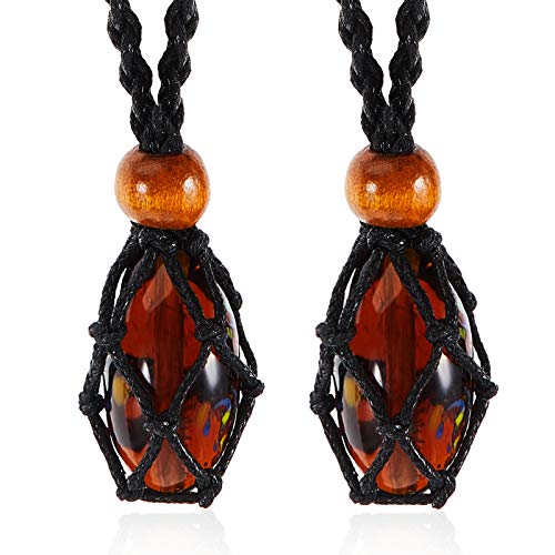 2 Pieces Necklace Cord Empty Stone Holder Replacement Necklace Rope with Adjustable Length Crystal Necklace Holder Making Accessories for Stone Necklace DIY Bracelet Necklace Jewelry Making (Black)