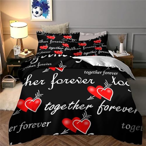 Parure de lit 135x200cm avec housse de couette 3D cœurs d'amour pour lit simple - 6