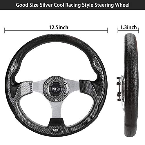 10L0L Golf Cart Steering Wheel For Ezgo Txt/Rxv/Valor, Club Car Ds/Precedent/Onward/Tempo And Yamaha Golf Carts, Carbon Fibre #TOP2