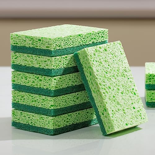 Image of JOYMOOP Clean Sponges,Dual-Sided Non-Scratch Soft Scrub Dish Sponge, Safe for Non-Stick Cookware, Kitchen and Household Cleaning, Pack of 6 Scrubbing Sponges