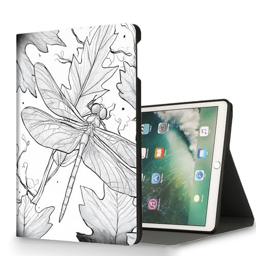 RUUHLJLET for All-New HD 10 2019 (9th/7th/5th Generation 2019/2017/2015 Release) Tablet Case,Auto Wake/Sleep,Adjustable Stand Protective Cover - Dragonfly Leaf Pattern
