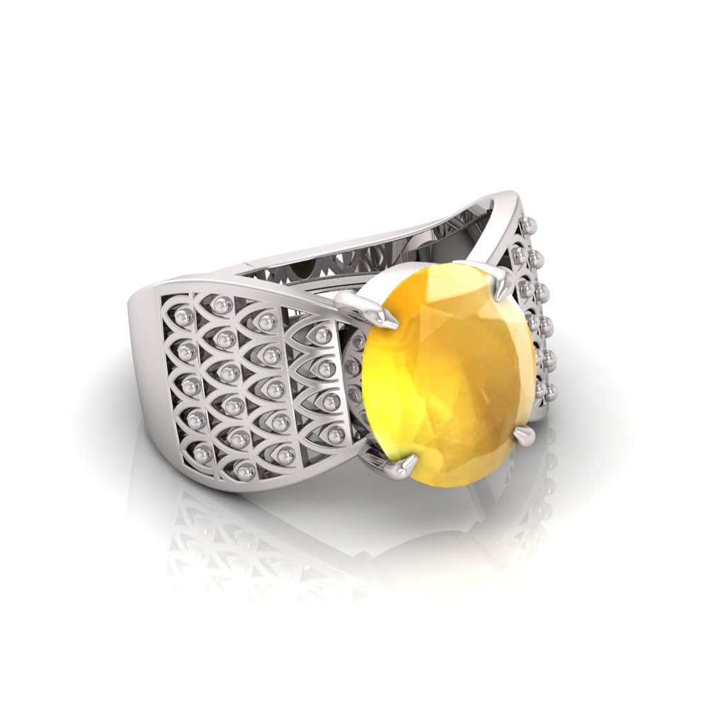 Saphir jaune naturel bague en argent anti-ternissement pour tous